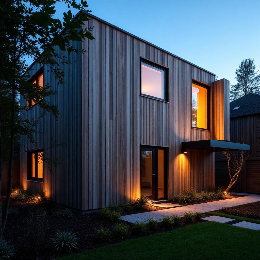 Modern villa i Eskilstuna med träfasad